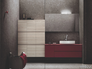 HITO - Wall-mounted multi-layer wood vanity unit with drawers _ ARBLU