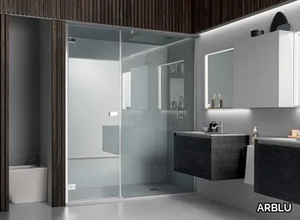 A180 - Niche shower enclosure with asymmetric wing door _ ARBLU