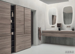 HITO - Double wall-mounted wooden vanity unit with cabinets _ ARBLU