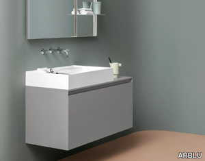 LINEÒ-M - Wall-mounted wooden vanity unit with drawers _ ARBLU