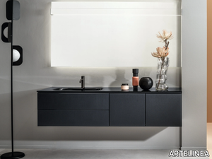 MONOLITE - Single wall-mounted vanity unit with integrated washbasin _ ARTELINEA