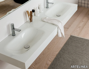 REGOLO - Double opalite washbasin countertop _ ARTELINEA