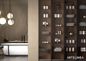 PASSEPARTOUT - Free standing column bathroom cabinet with glass doors _ ARTELINEA