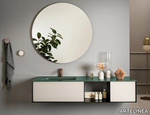 QUADRA - Wall-mounted sectional vanity unit with integrated washbasin _ ARTELINEA