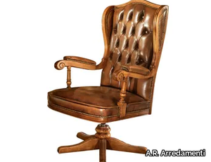 GRAND ROYAL - Tufted swivel leather armchair _ A.R. Arredamenti