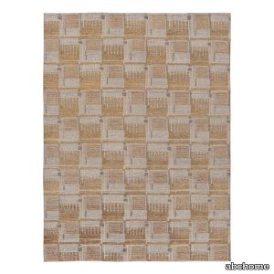 Brown Contemporary Sc&inavian Wool Silk Jute Blend Rug