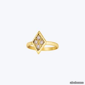 Silver Diamond 18k Bordered Textile Ring