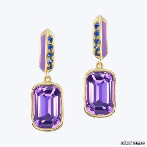 Sweet, Happy Life Amethyst Blue Sapphire Drop Earrings