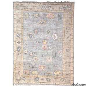 Blue Traditional Oushak Silk Rug