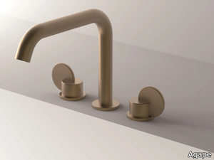 LIMÓN - 3 hole countertop brass washbasin tap _ Agape