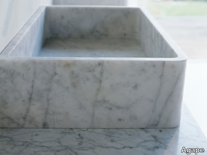 CARRARA - Countertop rectangular Carrara marble washbasin _ Agape