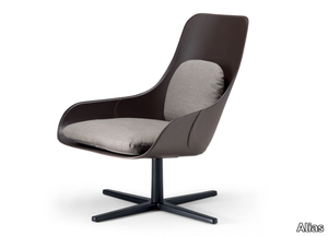 VIOLON / R02 - Swivel tanned leather armchair with 4-spoke base _ Alias