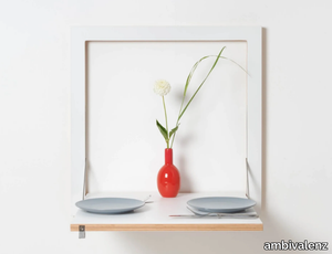 FLÄPPS KITCHEN TABLE - WHITE - Wall mounted plywood kitchen table _ ambivalenz