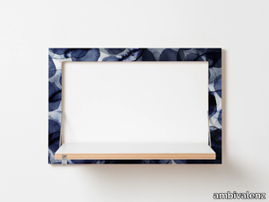 FLÄPPS 60x40x1 - BUBBLES INDIGO - Folding plywood wall shelf _ ambivalenz