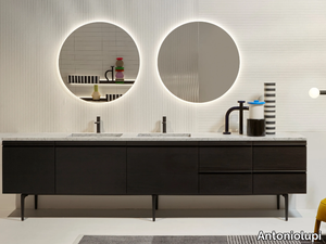 BORDERLINE - Wooden vanity unit with doors with integrated washbasin _ Antoniolupi