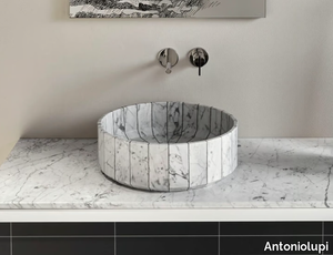 FONTE - Round countertop single Carrara marble washbasin _ Antoniolupi