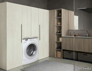 LAUNDRY 07 - Wooden laundry room cabinet with mirror _ Archeda