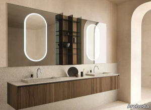 TULLE CANNETTATO 01 - Wall-mounted walnut vanity unit with mirror _ Archeda