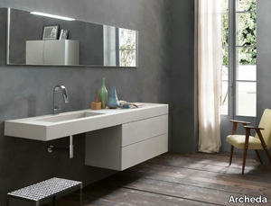 BOMBO 08 - Single wooden vanity unit with mirror _ Archeda