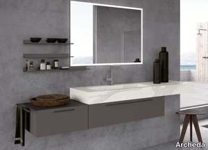 ESSENZE 02 - Wall-mounted wooden vanity unit with towel rail _ Archeda