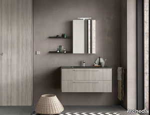 LIGHT 07 - Single wall-mounted vanity unit with mirror _ Archeda