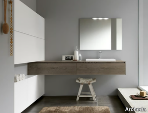 TULLE 16 - Single wall-mounted wooden vanity unit _ Archeda