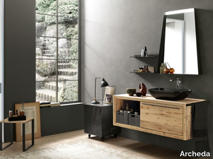 WOOD 02 - Wooden vanity unit with towel rail _ Archeda