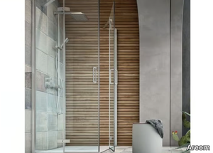 S6 - Corner crystal shower cabin with hinged door _ Arcom