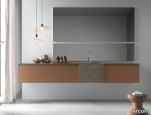 SHAPE - COMPOSITION 14 - Wall-mounted wooden vanity unit with drawers _ Arcom