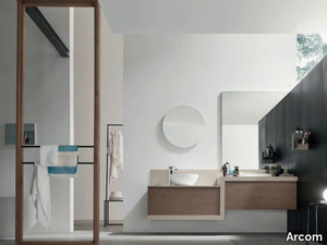 SOUL - COMPOSITION 05 - Single oak vanity unit with mirror _ Arcom