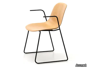 MÁNI WOOD AR-SL - Sled base ash chair with armrests _ Arrmet