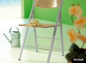 POCKET WOOD - Folding chair with varnished or chromed steel frame _ Arrmet