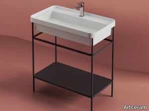 FUORI SCALA - Floor-standing metal vanity unit with towel rail _ Artceram