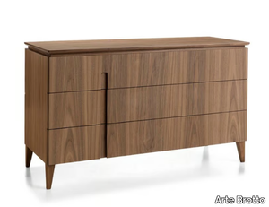 LEONARDO L313N - Walnut chest of drawers with integrated handles _ Arte Brotto