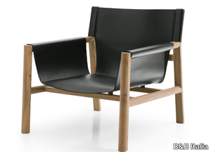 PABLO - Tanned leather armchair with armrests _ B&B Italia