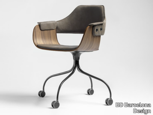 SHOWTIME - Swivel upholstered chair with castors _ BD Barcelona Design