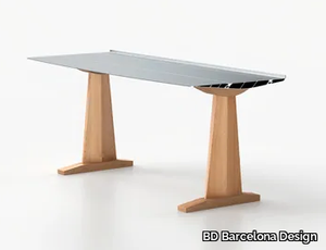 TABLE B DESK - WOOD - Rectangular aluminium and wood writing desk _ BD Barcelona Design