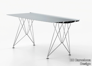 TABLE B DESK - INOX - Rectangular aluminium and stainless steel writing desk _ BD Barcelona Design