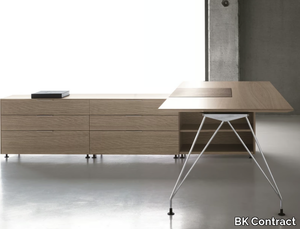 A1 DIRECTIONAL - L-shaped executive desk with shelves _ BK Contract