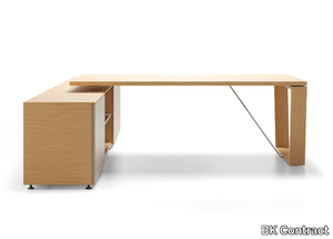 W DIRECTIONAL - Rectangular wood veneer executive desk with shelves _ BK Contract