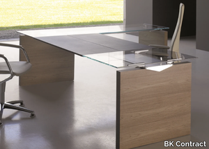 A2 DIRECTIONAL - L-shaped glass executive desk _ BK Contract