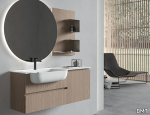 GALAXY 16 - Wall-mounted wooden vanity unit with mirror _ BMT