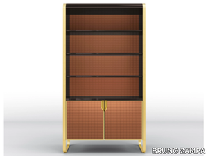 DAFNE - Freestanding bookcase in solid wood and leather _ BRUNO ZAMPA