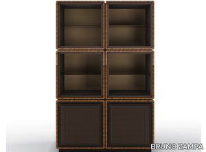 DEDALO - Modular bookcase in walnut and leather upholstery _ BRUNO ZAMPA