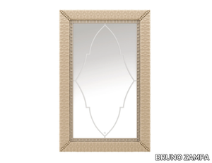 SHIRLEY - Rectangular framed wall-mounted leather mirror _ BRUNO ZAMPA