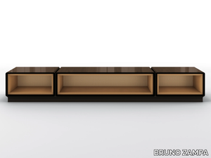 DEDALO - Low modular walnut TV cabinet _ BRUNO ZAMPA