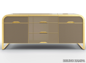 FIORILE - Solid wood sideboard with drawers covered in leather _ BRUNO ZAMPA