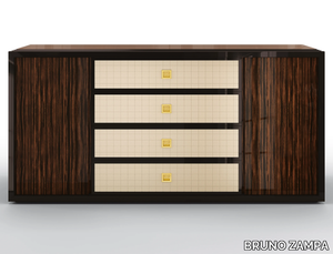 GLENN - Sideboard with ebony doors and drawers covered in leather _ BRUNO ZAMPA