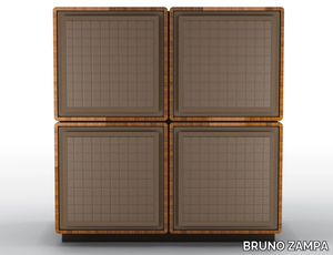 DEDALO - Modular walnut highboard with leather doors _ BRUNO ZAMPA