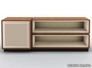 DEDALO - Modular bookcase in walnut and leather upholstery _ BRUNO ZAMPA